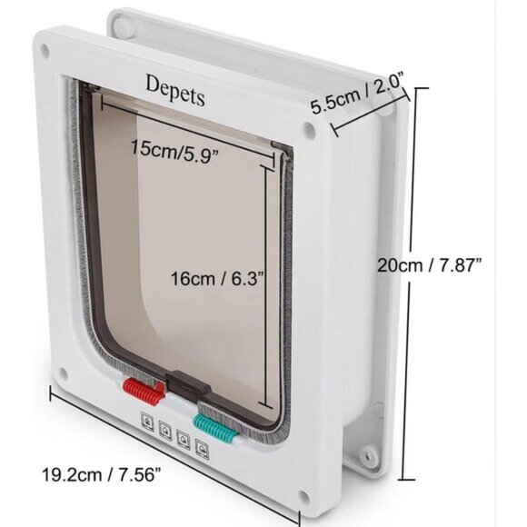 Depets Magnetic Cat Flap Door Medium White 4-Way Locking Weatherproof Pet Entry - Picture 9 of 9